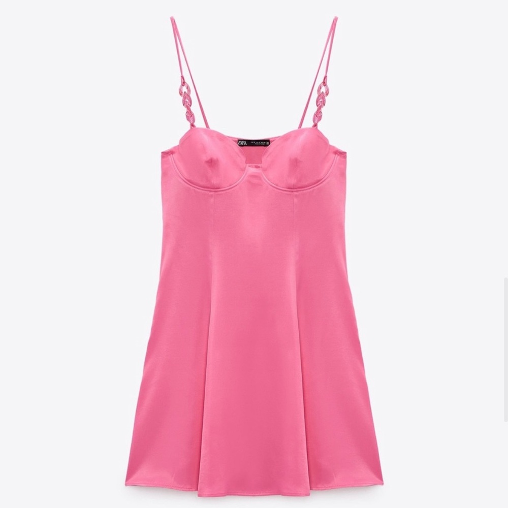 Zara NWT pink satin dress M